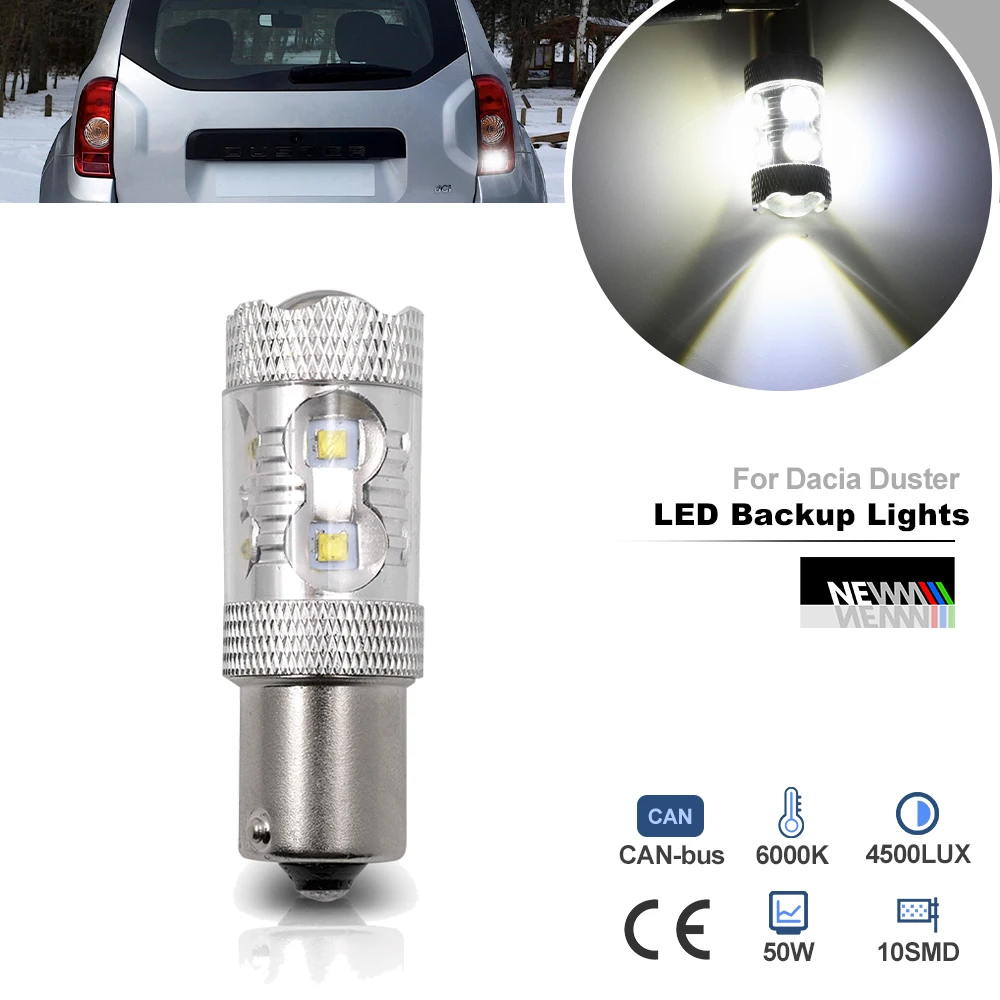 

1Pc LED Reversing Light Bulb for Dacia Duster HS 2010-2016 Canbus P21W BA15S 1156 Car Backup Lamp No Flickering Auto Lighting