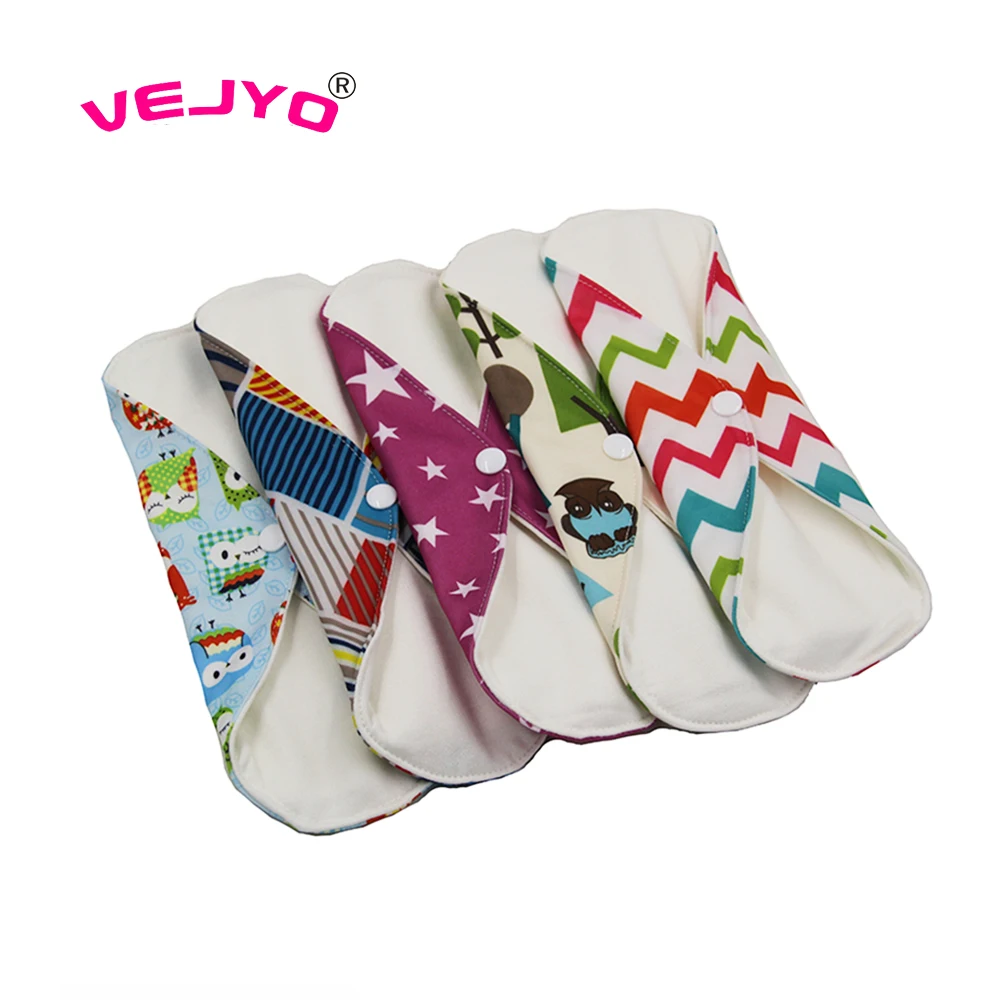 

VEJYO 20PCS 12" Feminine Hygiene Products Best Sale Women Reusable Bamboo Cotton Sanitary Menstrual Cloth Pads for Ladies Girls