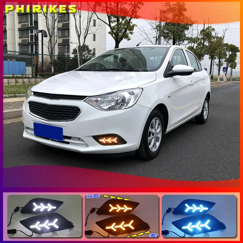 

2PCS LED DRL For Chevrolet Sail 2014 2015 2016 2017 Led Daytime Running Light Turn Signal Light Yellow Blue Headlight Fog Lamp