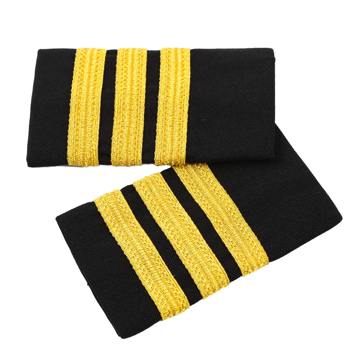 1 Pair Clothing Decor Epaulettes Traditional Professional Pilot Uniform Epaulets Badges with Gold Stripes Garment DIY Accessory