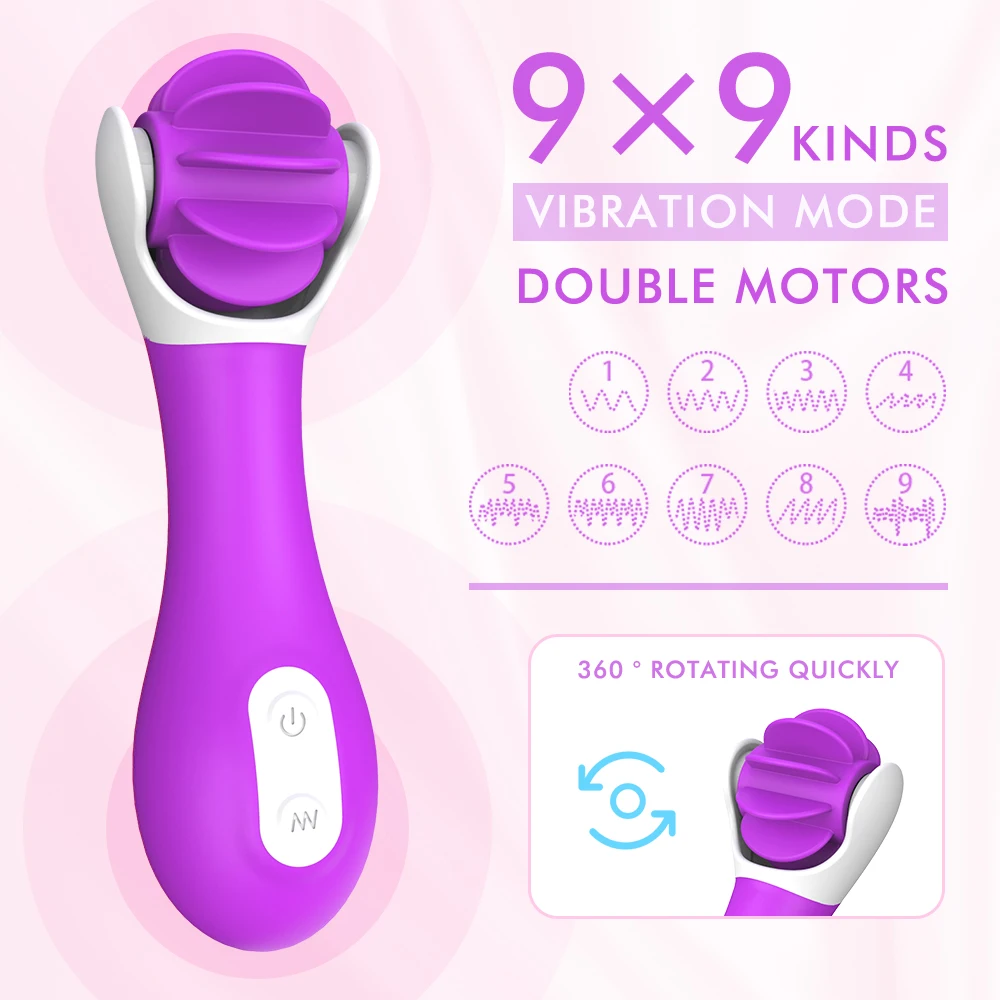 Oral Rotating Clitoris Stimulator G Spot Vibrator Rechargeable Dual Motor Tongue Vibrator Adult Sex Toy for Women Intimate Goods