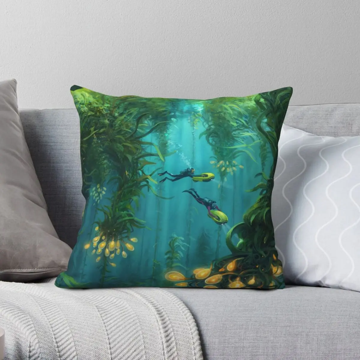 Exploring The Kelp Forest Pillowcase Polyester Linen Velvet Printed Zip Decor Pillow Case Home Cushion Cover Wholesale