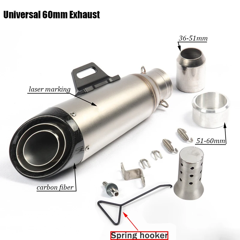 51mm 60mm Universal Motorcycle S1 Exhaust Muffler Escape Moto DB Killer Laser for RC390 Z900 GSXR750 CB400 Z400 R3 S1000rr R3 R6