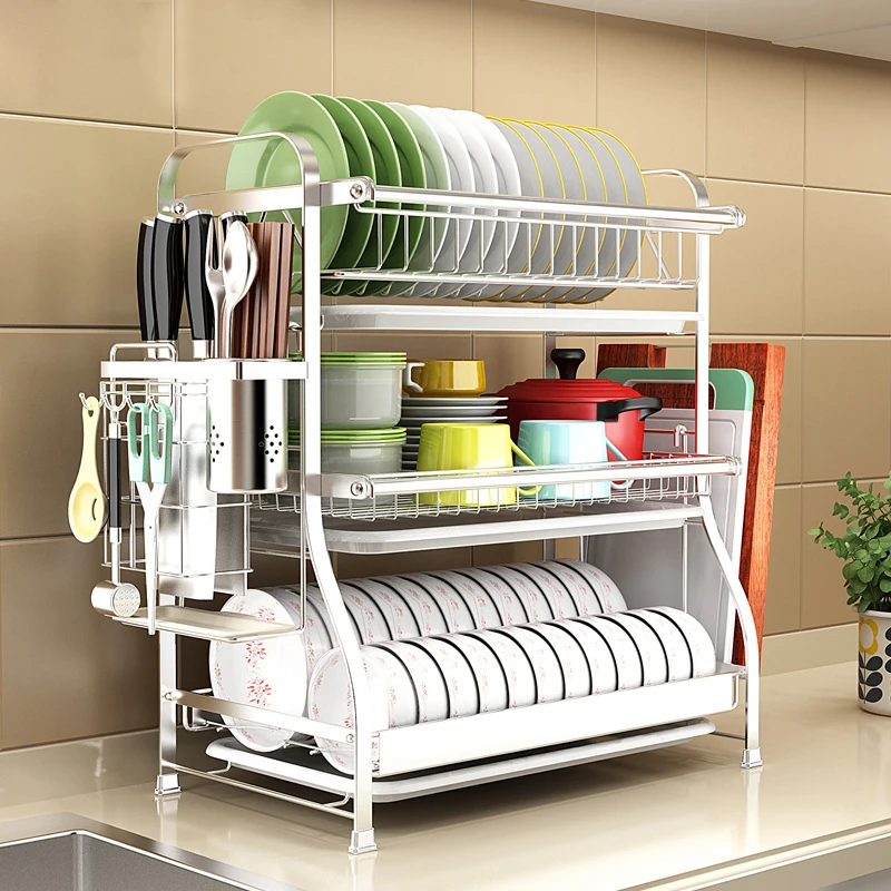 

304 Stainless Steel Bowl Rack, Drainage Rack, Hanging Bowls, Chopsticks/Multi-function Kitchen Shelf