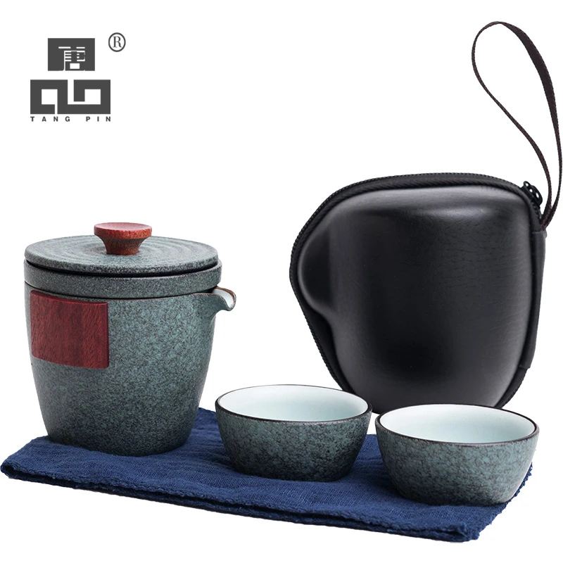 TANGPIN Ceramic Teapot Gaiwan With 2 Cups A Tea Sets Portable Travel Tea Set Drinkware