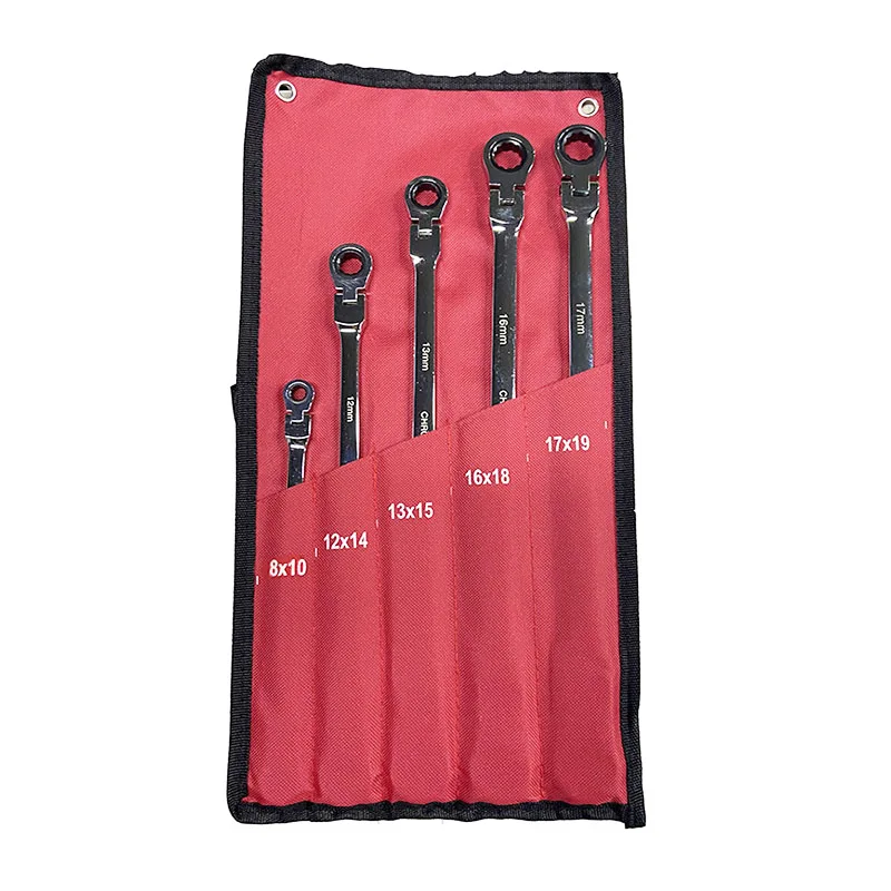 

5pcs Flexi-Head Ratchet Spanner Set-Extra Aviation Wrench Long 72 Tooth Auto Repair Tools