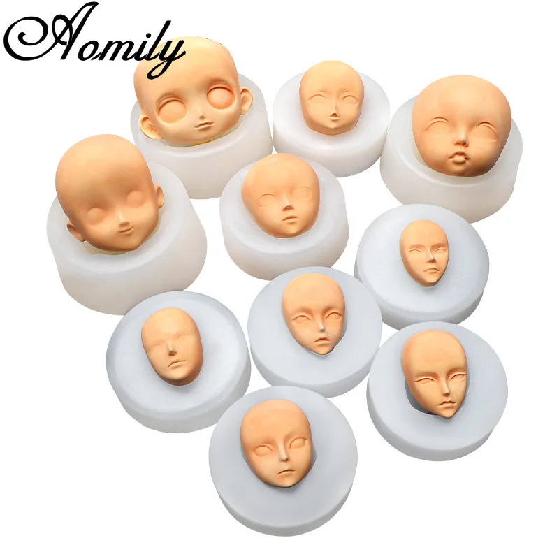 Aomily 10 Styles/Set Exquisite Face Shaped Silicone Molds Standard Proportion Handmade Fondant Cake Sugar Craft Chocolate Molds