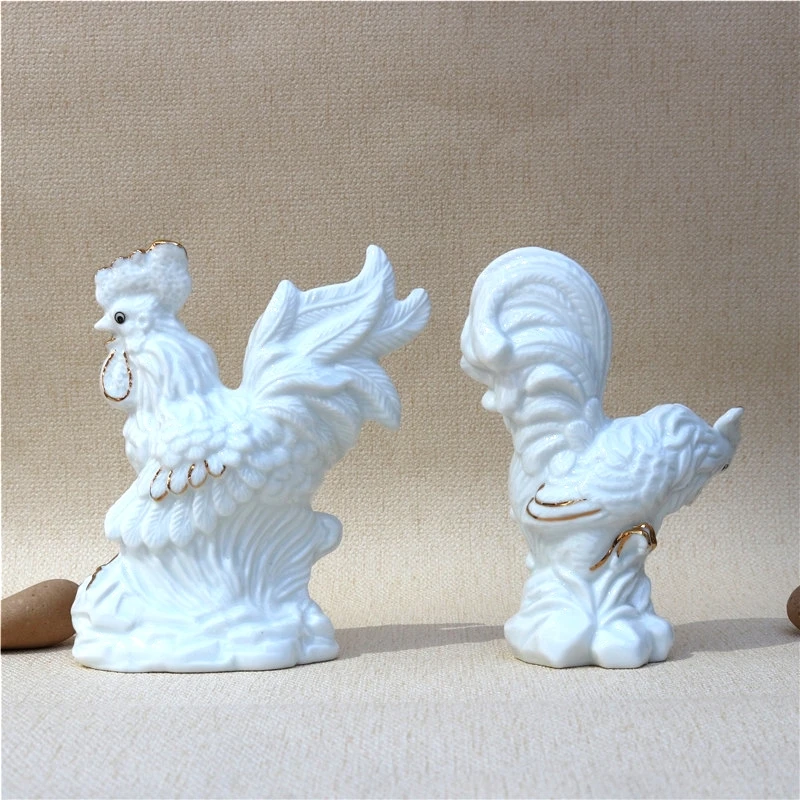 Porcelain Chicken Lovers Figurine Decorative Ceramics Couple Chick Miniature Craft Ornament Wedding Present Valentine's Day