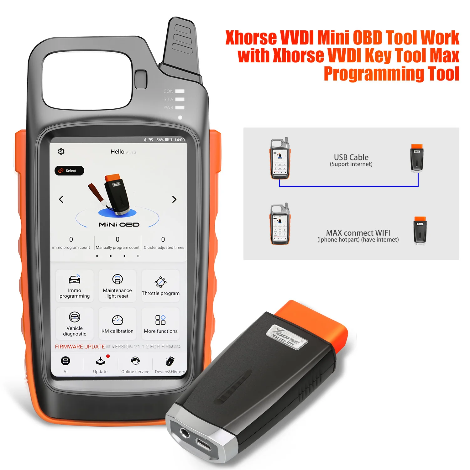 Xhorse VVDI Key Tool Max Remote Key Programmer/Key Tool Max Pro/Mini OBD Tool V2/Mini Key Tool Support Generate Transponder