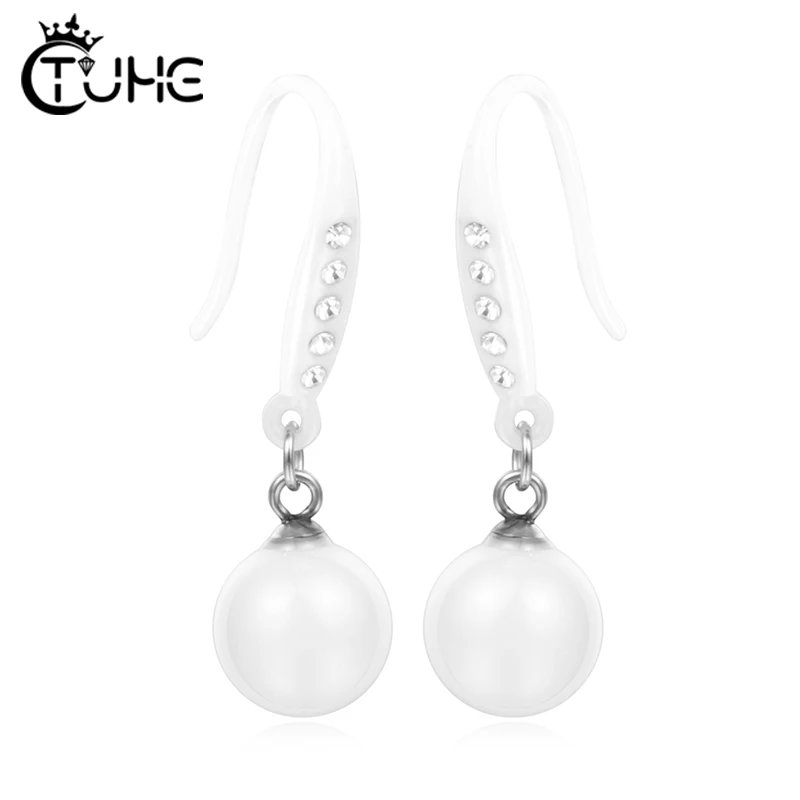 Vintage Drop Ball Earrings White Black Tassel Earrings Healthy Ceramic Earring Fashion Jewelry for Women Wedding Engagement Gift