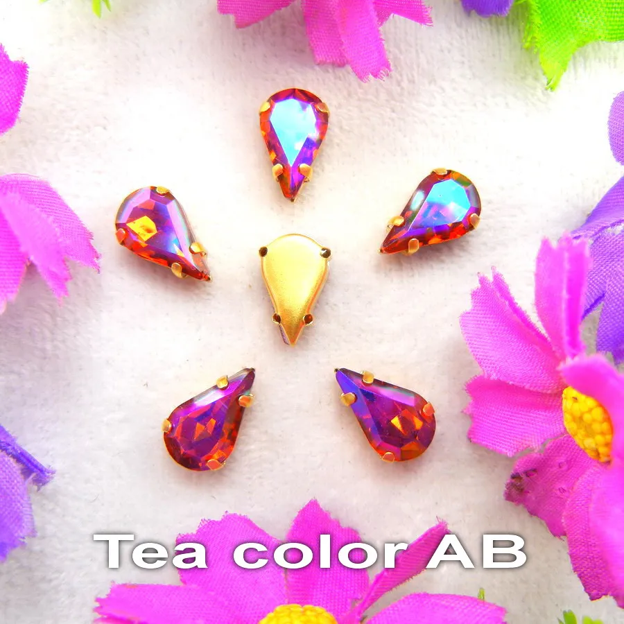 AB Colors Gold Claw Settings 3*6mm 6*10mm 8*13mm Wassertropfen Birnenform Glaskristall Aufnähbare Strassperlen Zubehör DIY – Detail 11