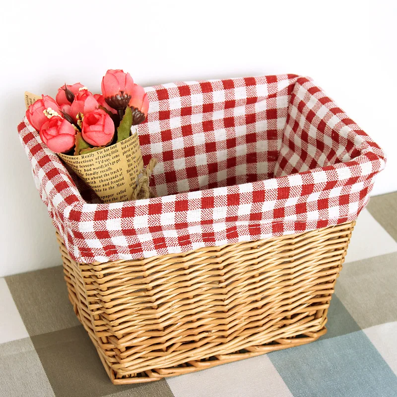 

Wicker Storage Basket Square Desktop Small Storage Box Rattan Cosmetic Storage Rattan Storage Basket