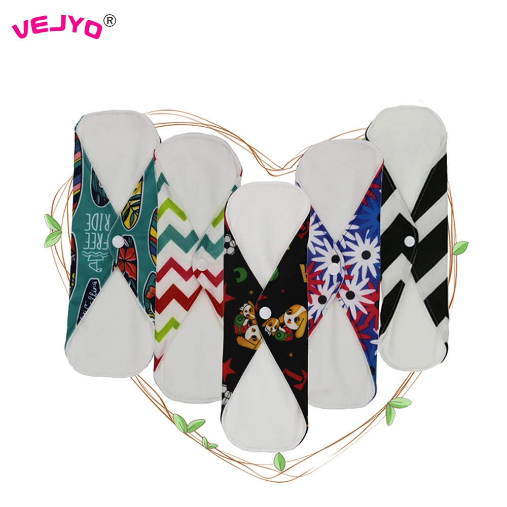 VEJYO Bamboo Cotton Menstrual Pads Cloth Sanitary Pad Reusable Napkin Waterproof Panty Liners Women Feminine Hygiene S M L Size