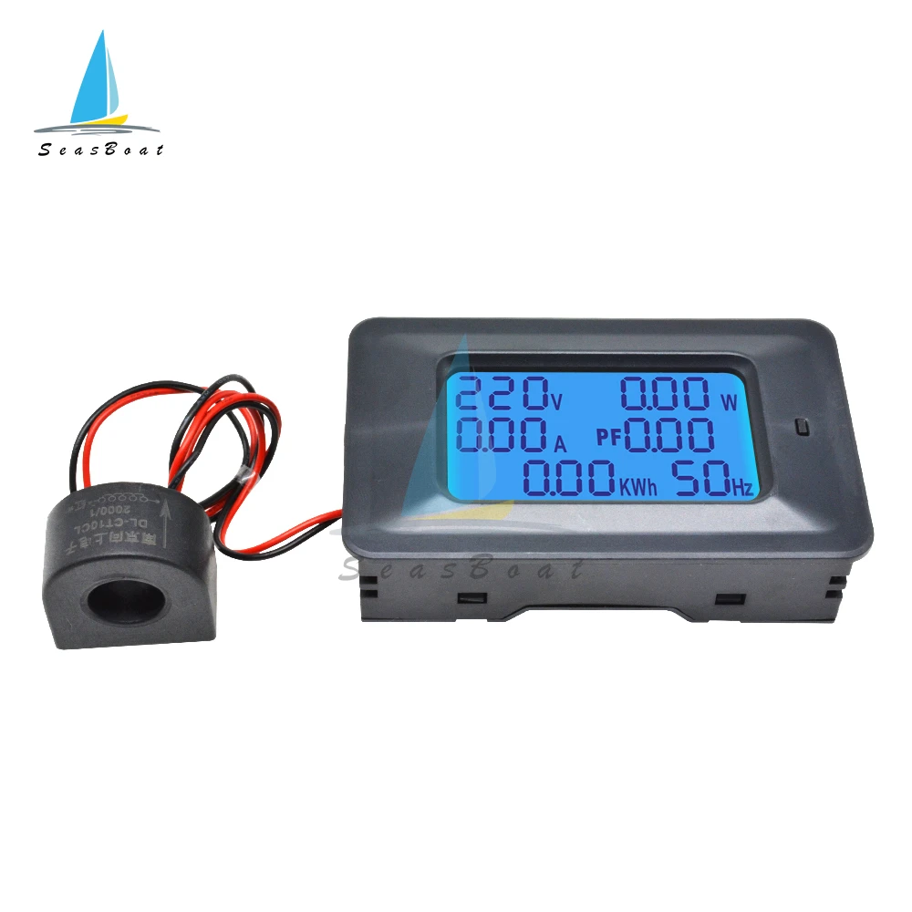 6 in 1 Voltmeter Ammeter Power Energy Meter Multimeter AC 110-250V LCD AC Wattmeter Electricity Meter with CT Coil 220V 20A 100A