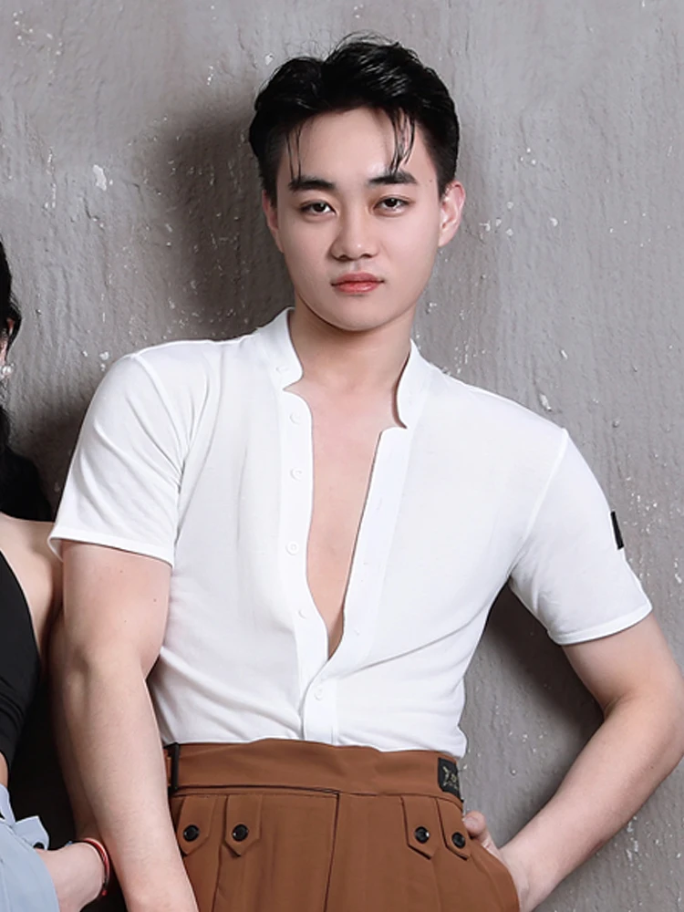 

Топы для латиноамериканских танцев для мужчин, костюм для бальных танцев, для выступлений, для выступлений, для танго, вальса, соревнований, рубашка для тренировок, Одежда для танцев YS1773