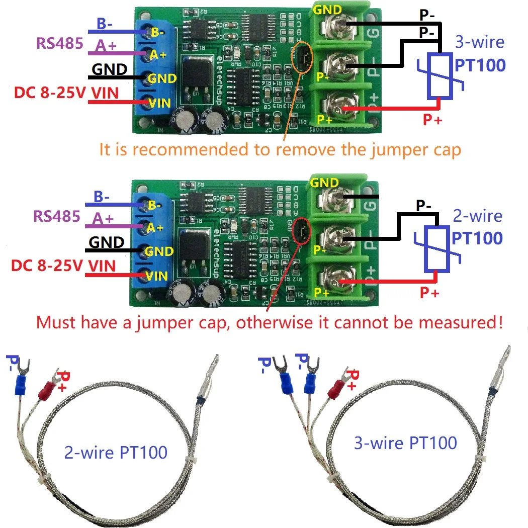 DC 12V PT100 RTD Converter RS485 Modbus Rtu Temperature Sensor