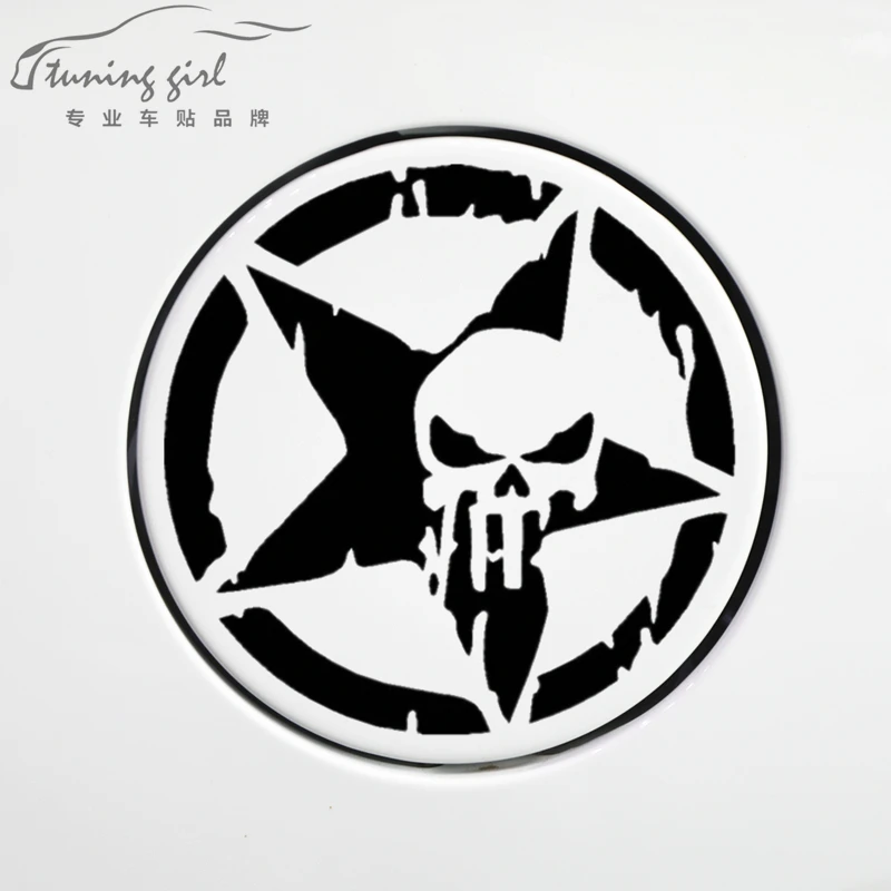 Auto Aufkleber Schädel Fünfzackigen Sterne Reflektierende Dekoration Für Kraftstoff Tank