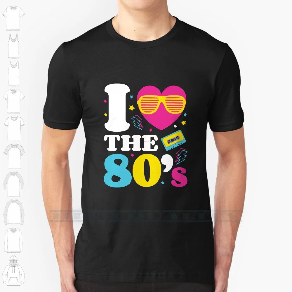 Love The 80's ; Retro Eighties T-Shirt 1980s Neon 1980 100% Cotton T Shirt Costume Tape Retro Sunglasses Dance 1980s Cassette