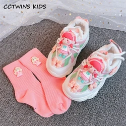 Grils Cute Sneakers 2021 Autumn Kids Fashion Casual Sports Running Trainers Cartoon Baby Breathable Soft Sole Baby Socks Shoes