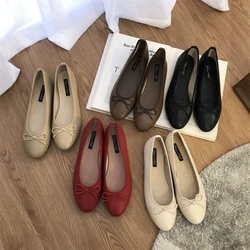 Bailamos Women Flats Ballet Shoes Square Toe Moccasins Thick Heel Flat Ballerina Shallow Shoes Casual Outdoor Slip On Flat 35-40