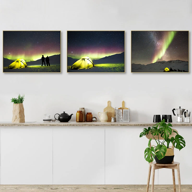 Nebula Clouds Galaxy Canvas Painting Campground Astronomical Universe Space Starry Sky Wall Decor Home Bedroom Modern Paintings