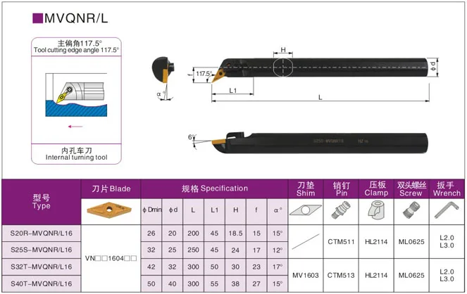 1 قطعة S20R-MVQNR16 CNC مخرطة قطع أداة MVQNR MVQNL بار على شكل الداخلية تحول أداة حامل ل VNMG كربيد إدراج