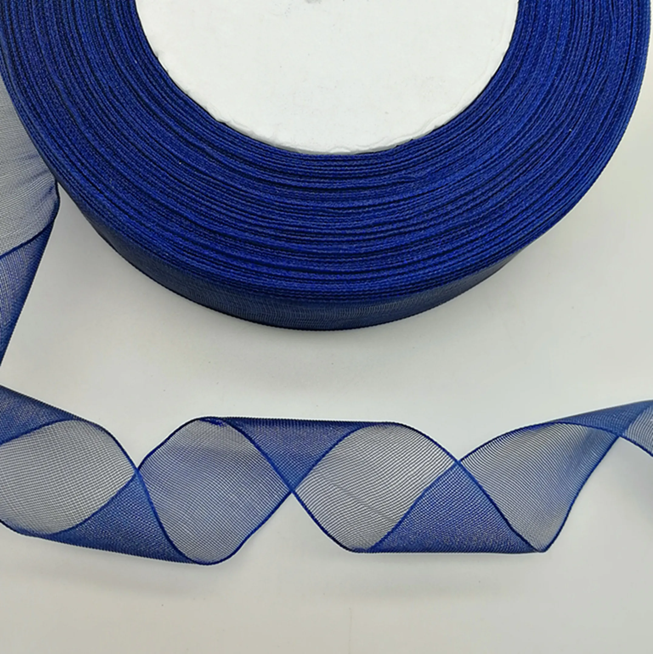 Hot 50 Yards 10/20/50mm Width Navy Colors Spool Satin Edge Sheer Organza Ribbon DIY