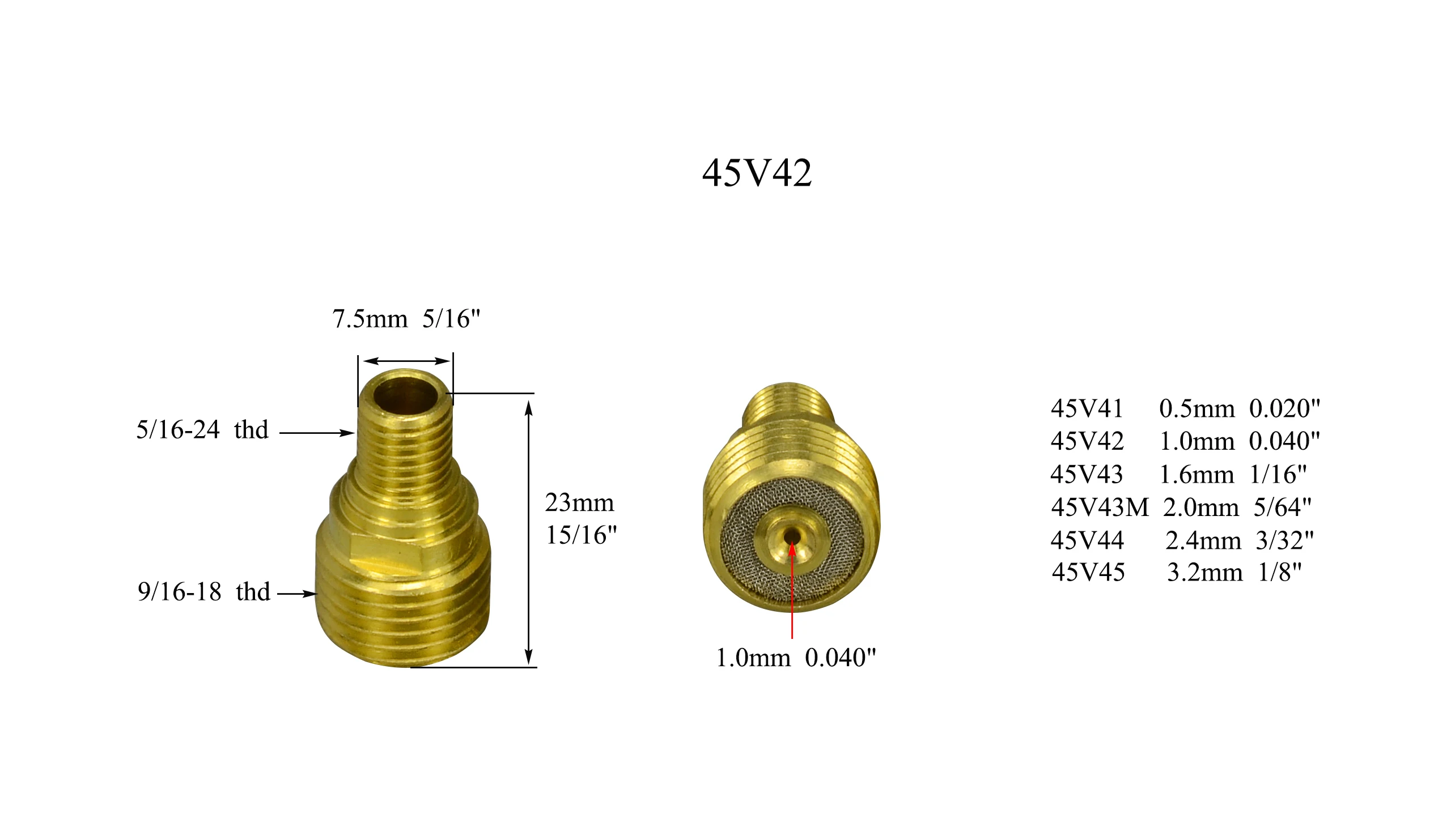 TIG Gas Lens Collet Body KIT 1.6mm 45V42 45V43 45V44 45V45 Fit TIG Welder Welding Torch SR WP24 9 20 25,4PK