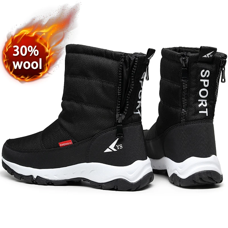 2022 Winter Men Boots Shoes For Men Warm Snow Boots Mid-calf Men Warm Shoes Thick Plush Winter Boots For Men Women Cotton Shoes