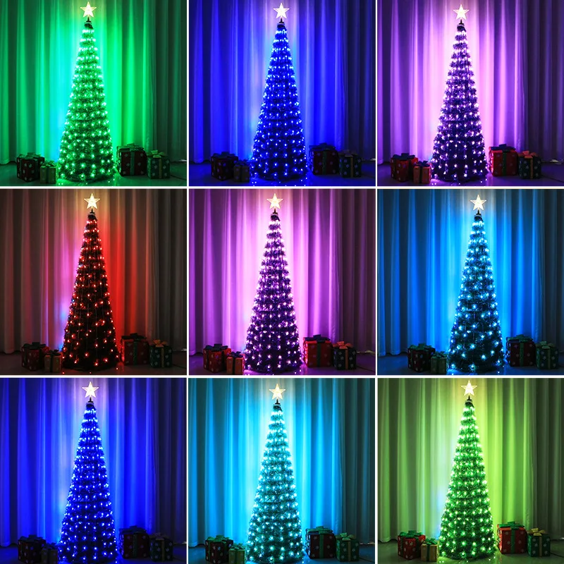 Collapsible Christmas Tree LED Light String, Addressable Fairy Lights, New Year Party Decor Lamp, SK6812, WS2812B IC, 5ft