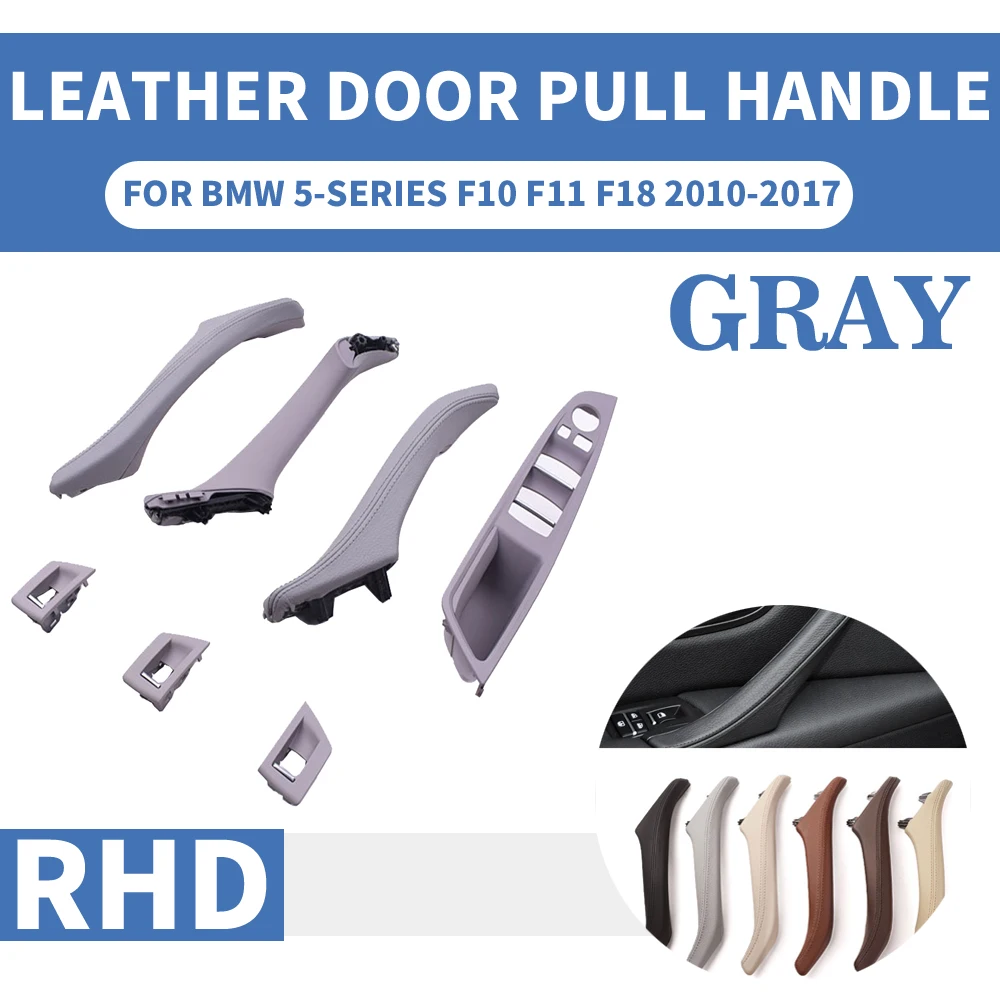 

Luxury Leather Right Hand Drive RHD For BMW 5 series F10 F11 520 525 Gray Car Interior Door Handle Inner Panel Pull Trim Cover