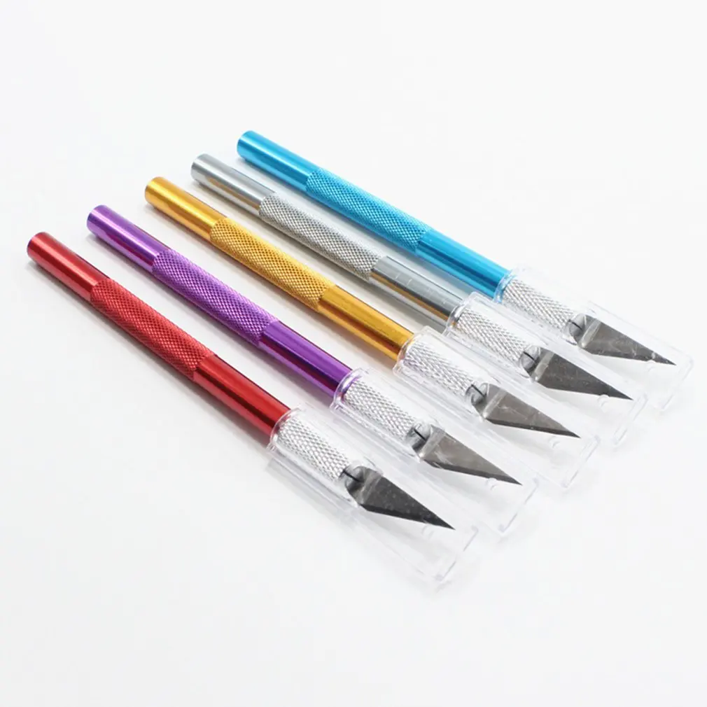 

Metal Scalpel Knife Tool Kit Non-Slip Cutter Engraving Craft Knife 5PCS Blades DIY Tool For Mobile Phone Laptop PCB Repair