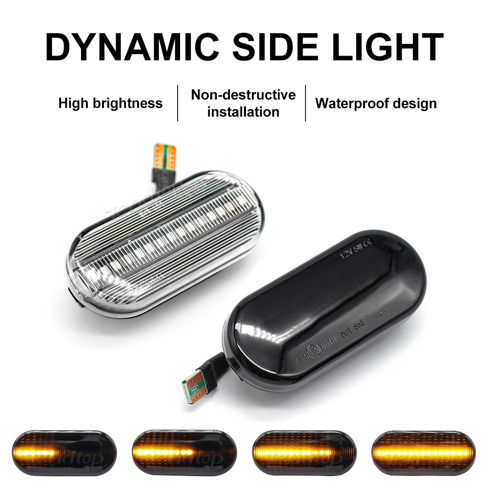 Dynamic Side Marker Turn Signal Light Sequential Blinker Lamp For VW  Golf3/4 SEAT Leon 1M  Passat 3B Fiesta Polo 6N 9N Bora