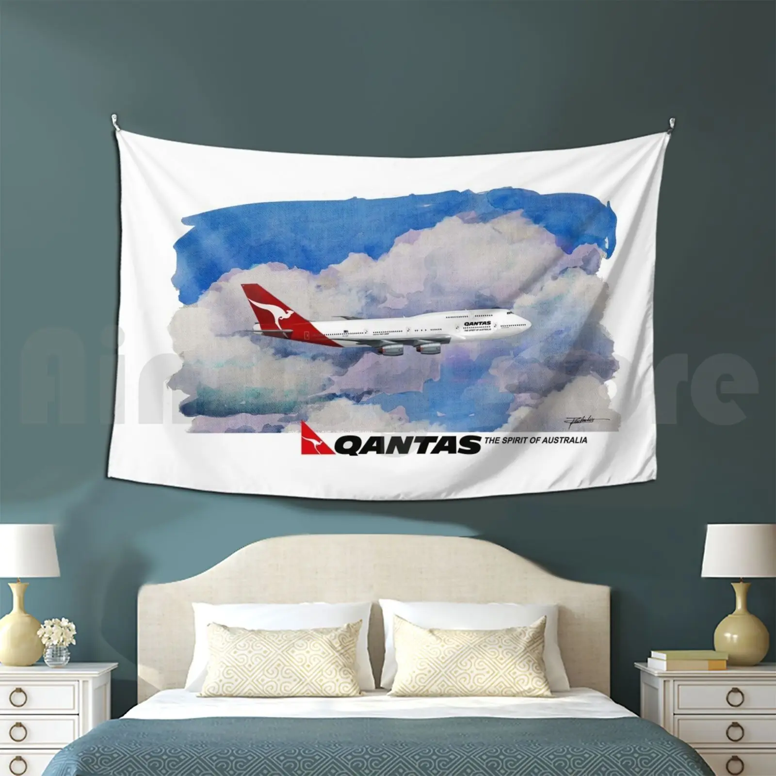 Qantas Jet Tapestry Living Room Bedroom Qantas Quantas Spirit Of Australia Australia Sidney Sky Cangaroo