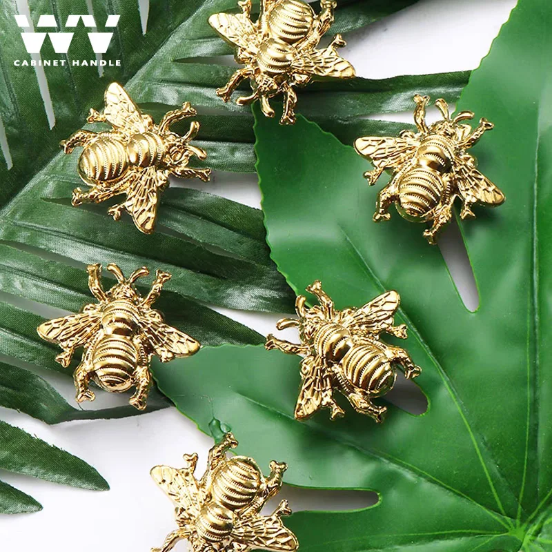 WV Bee Shape Cabinet Furniture Handles Door Knobs and Solid Brass Handles for Kitchen Cupboard Drawer Pulls Home Decor Hardware