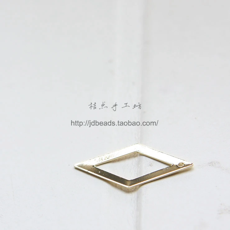 Solid Brass Rhombus Charm - 26x14mm (3030C)