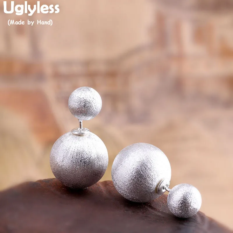 Uglyless Classic Silver Beans Stud Earrings for Women Detachable Dual Uses Hollow Bubbles Studs Real 925 Silver Brincos E1532