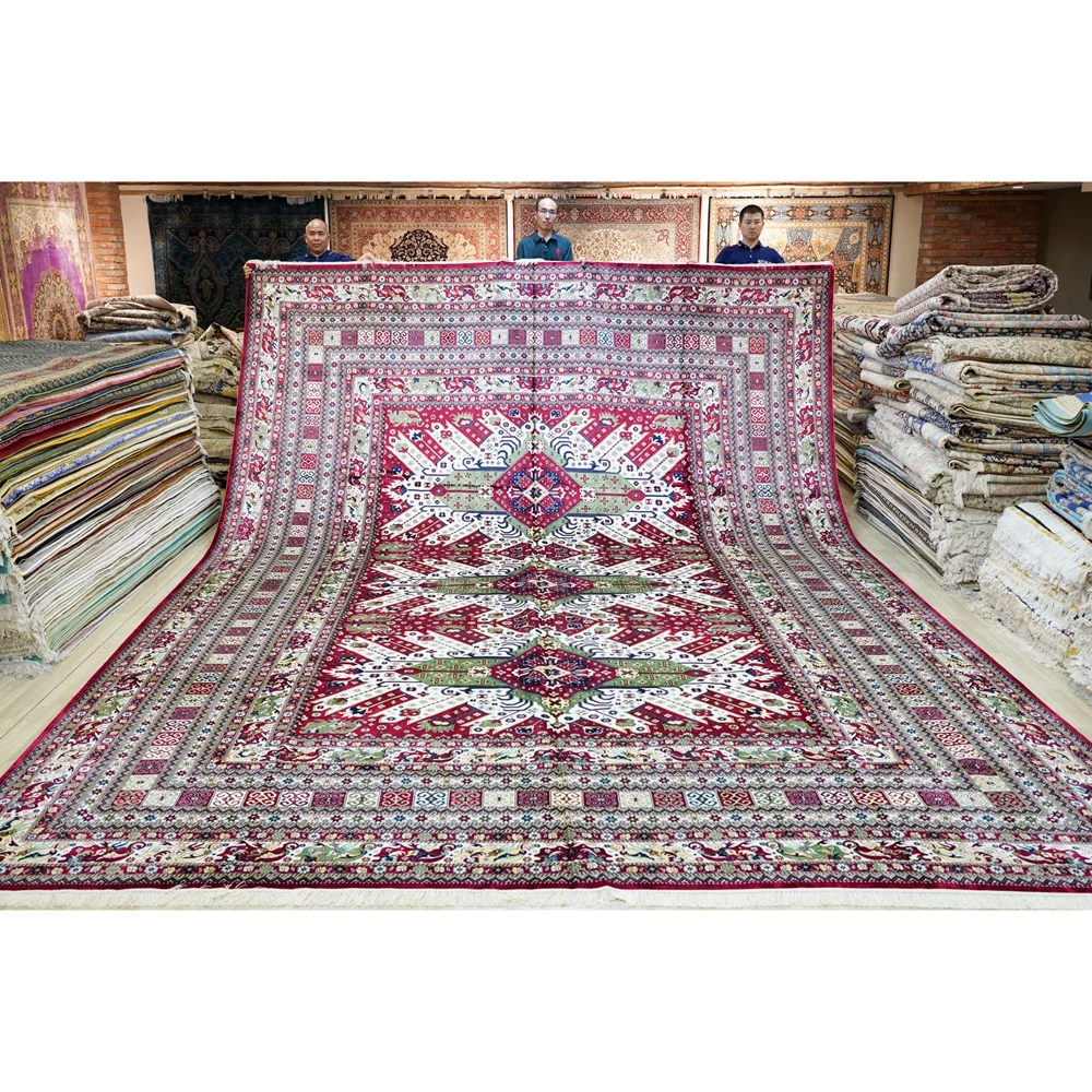 Yilong 14'x20' Oversize Silk Oriental Rug Handwoven Afghan Rug Carpet Home Office (TJ325A)