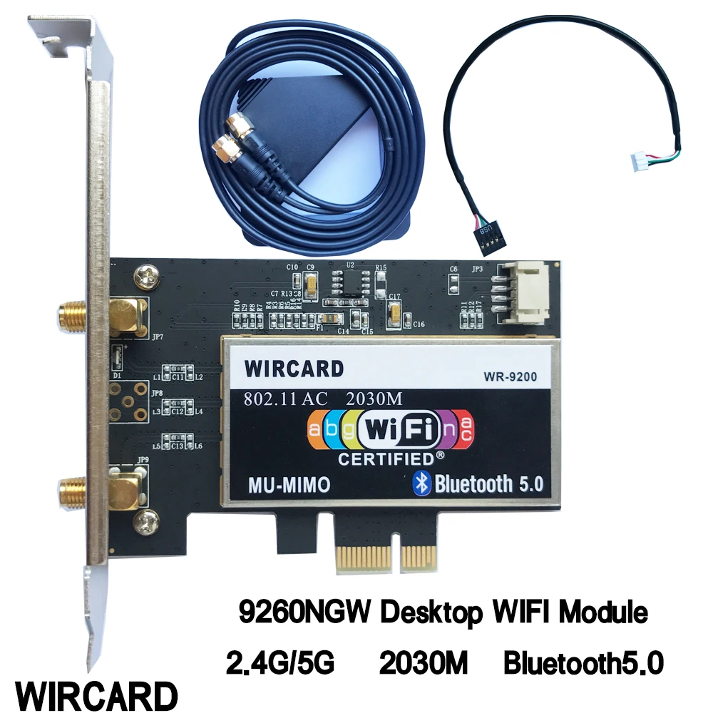 WIRCARD Wireless-AC 9260 AC for  9260ac 9260NGW 802.11ac 2030Mbps PCI-e PCIE 1X WiFi Adapter BT 5.0  Network Card