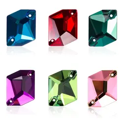 AAAAA Rhombus Rhinestones For Needlework Sew On Stone Color Crystal Glass Rhinestone Sewing DIY Garment Dress Accessories