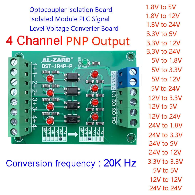 

Hisonauto AL-ZARD Optocoupler Isolation Board Isolated Module PLC Signal Level Voltage Converter Board PNP 1.8-24V 2-4-8Channel