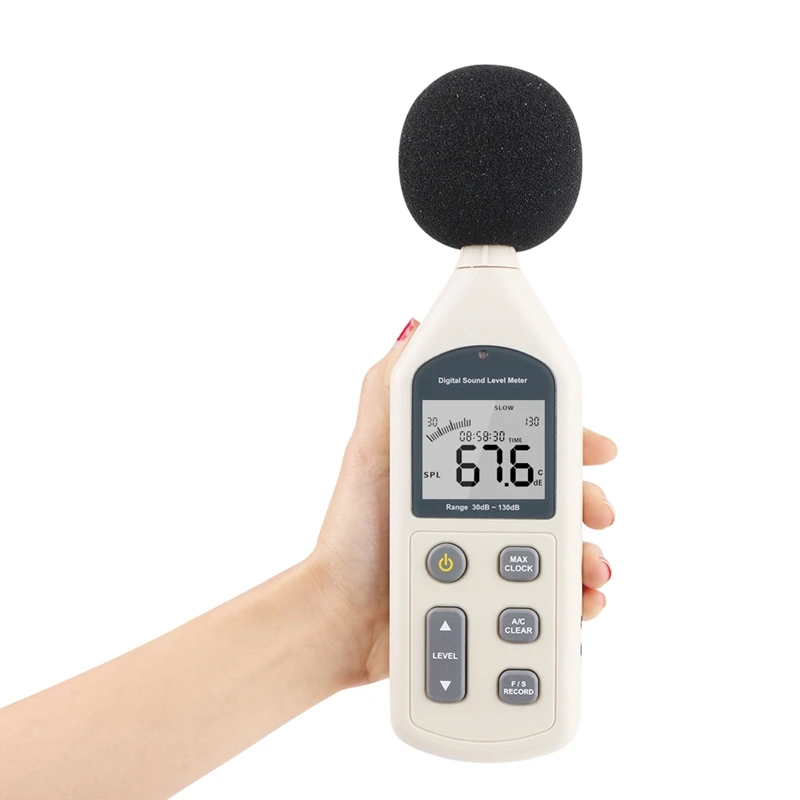 Imagem -05 - Lcd Digital Sound Level Meter Noise Frequency Tester ac Saída Pwm Armazenamento de Dados Calendário Rápido Lento Usb cd Software 30db 130db