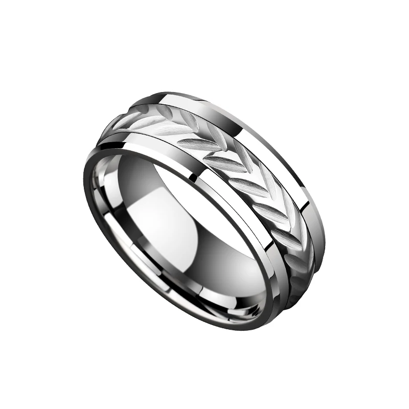 Rings for Men Women 8mm Width Tungsten Jewelry Brushed Finishing Rotated Freely for Wedding, Business, Customized