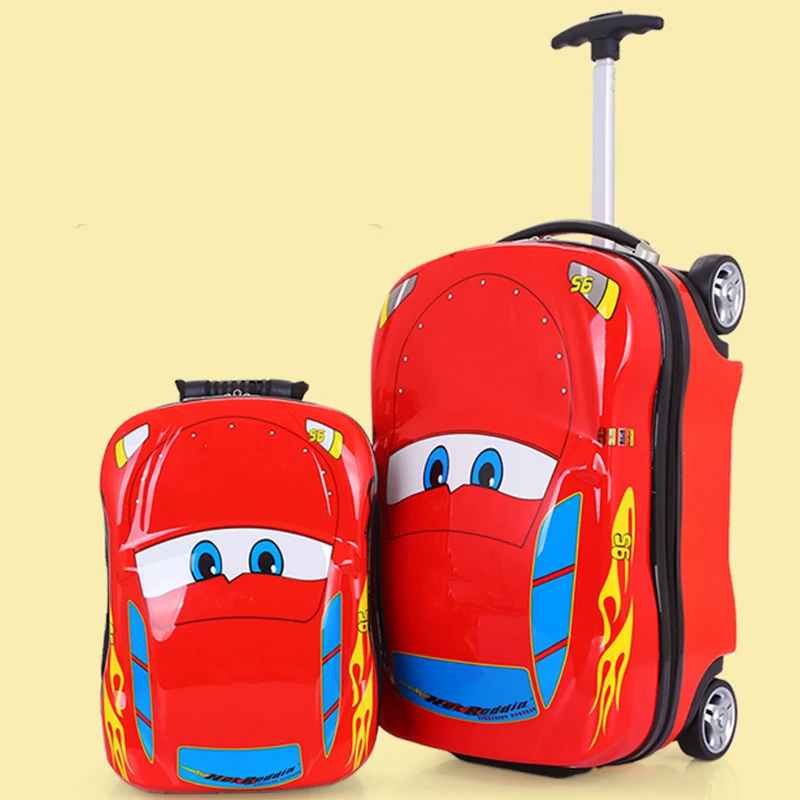 Children\'s Suitcase Child Trolley case Luggage Bag kids Schoolbags travel Suitcase Wheels 3D Supercar Travel case Toys for kinds