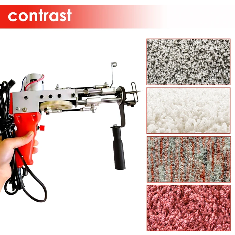 New Red Electric Carpet Weaving Gun Electric Hand Rug Tufting Machines 110V flocking machines Cut Plie Loop Pile US Plug