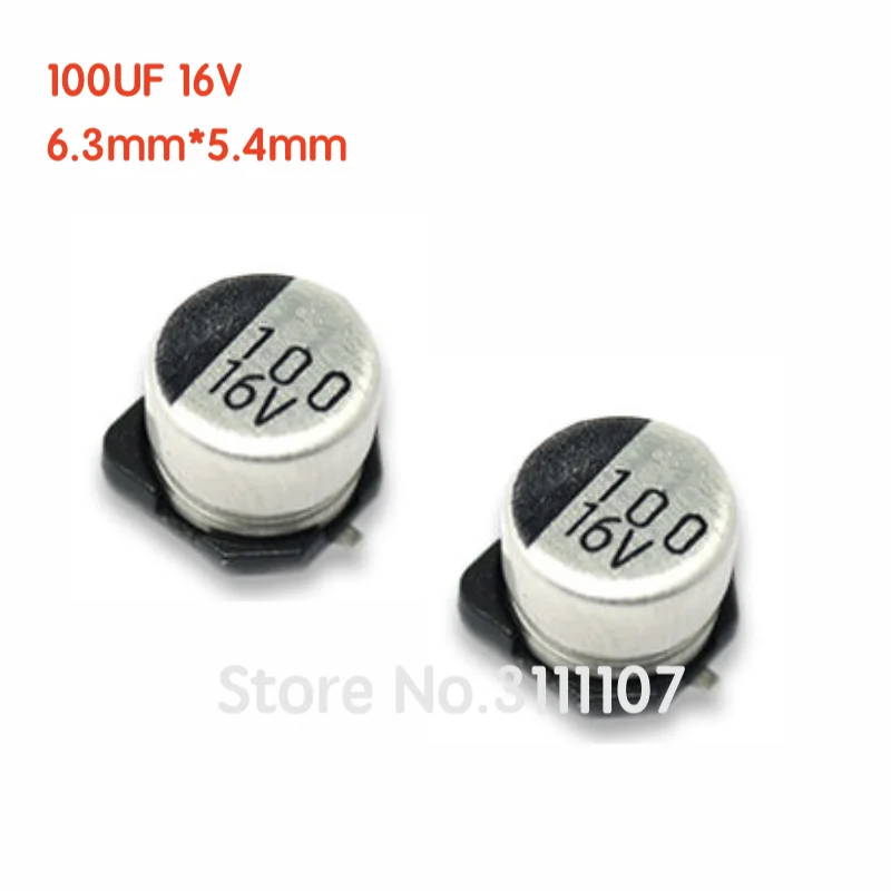 

20PCS/LOT 100UF 16V 6.3mm*5.4mm SMD Electrolytic Capacitor 16v 100uf