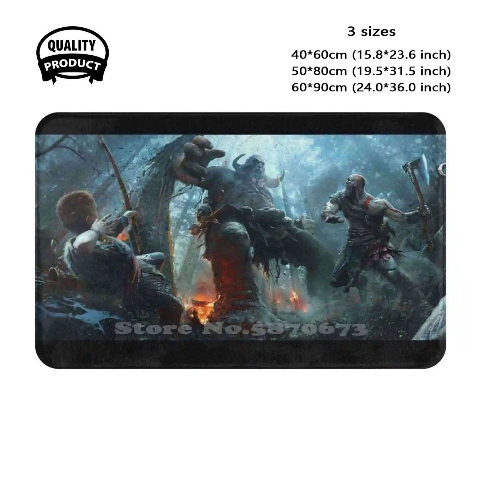 God Of War Hd Artwork Soft Cushion Home Carpet Door Mat Car Rug Kratos Gow God Of War