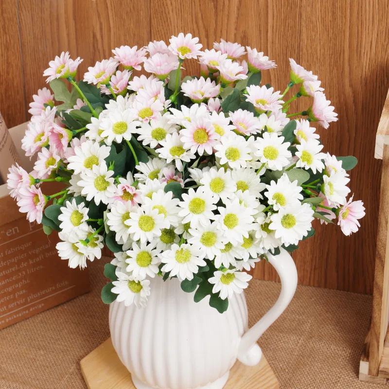 Kahaul Artificial Flowers Silk Daisy DIY Fake Floral Bouquets Arrangement Home Garden Party Wedding Decoration Vase Accessories