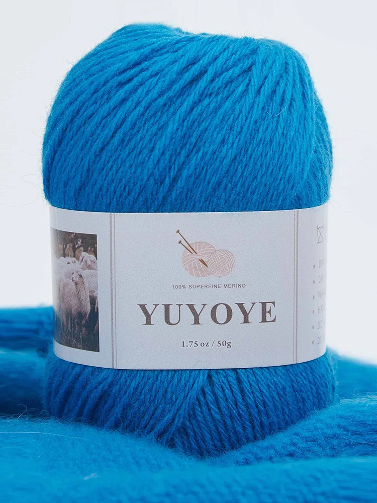 YUYOYE 100% Merino Wool Yarn for Knitting 4-Ply Luxury Warm Crochet Soft Hand-knitted Wool Yarn Ball Scarf Anti-Pilling Yarn 50g