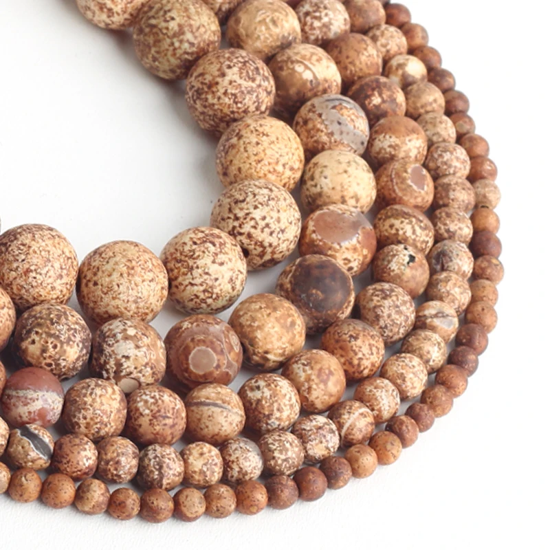 Natural Wood Texture Agates Stone Beads Loose Spacer Beads For Jewelry Making DIY Bracelet Necklace 4/6/8/10/12mm